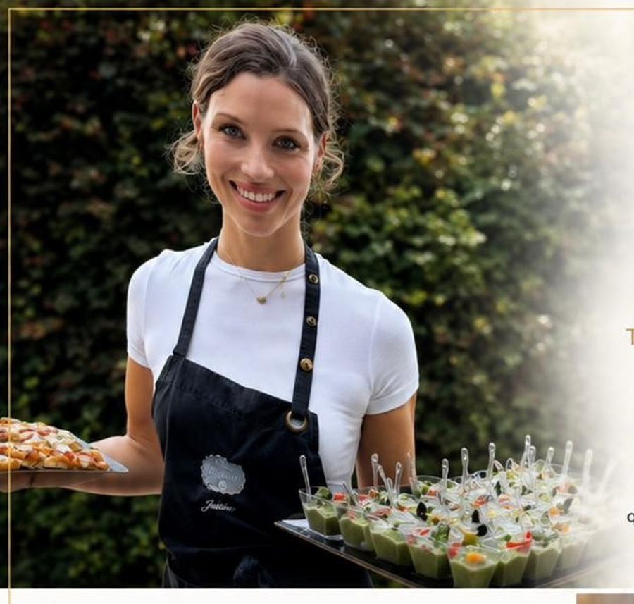 Justine avec un plateau de bouchées